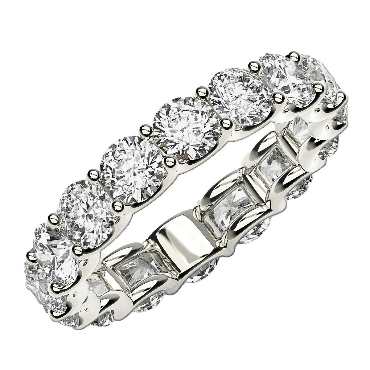 Round Cut Lab Grown Diamond Eternity Ring in 14k White Gold (4 cttw FG/VS2) Bids.com