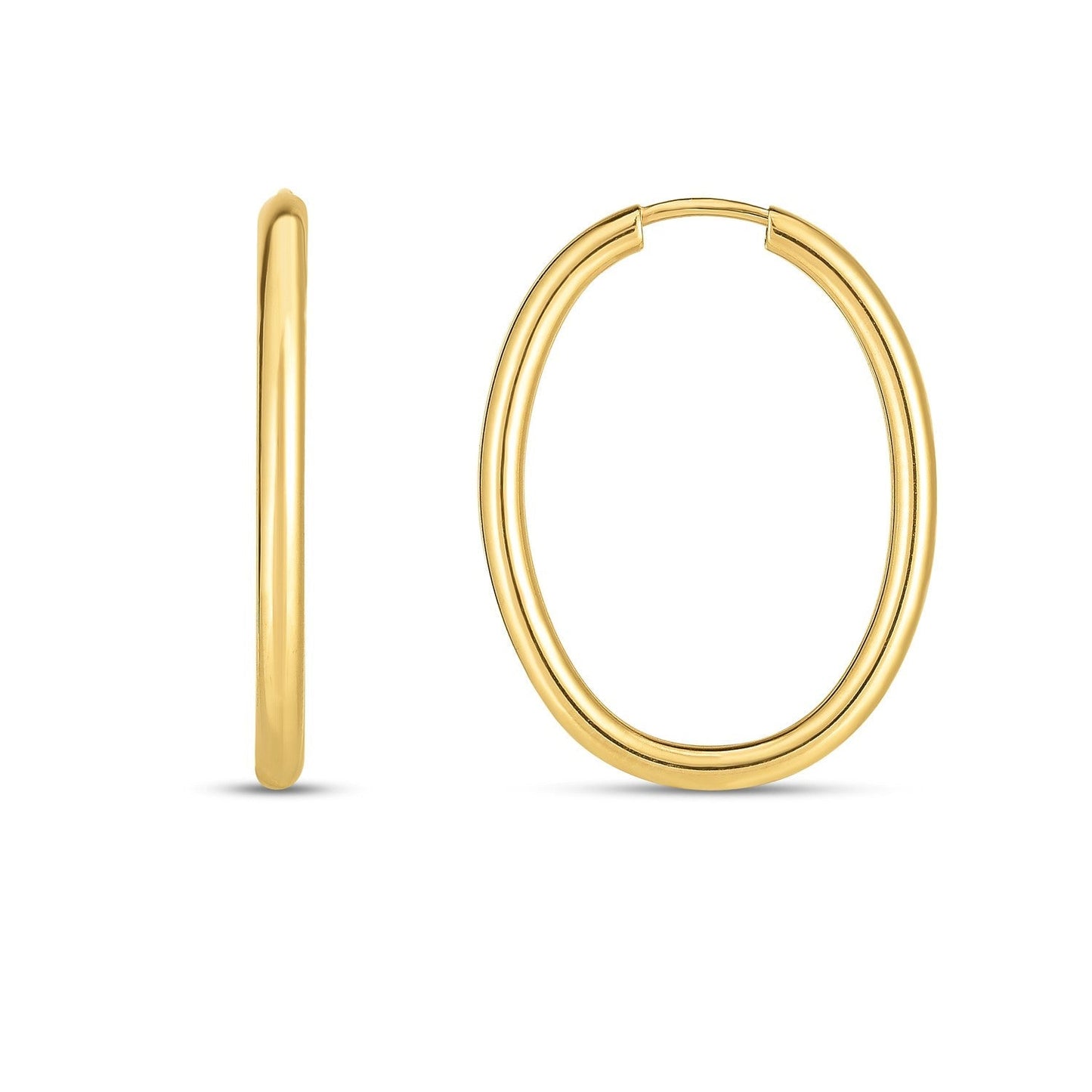 14k Yellow Gold Endless Oval Hoop Earrings(2x25mm) Bids.com