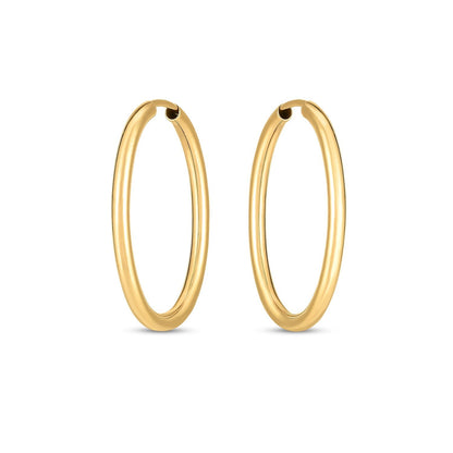 14k Yellow Gold Endless Oval Hoop Earrings(2x25mm) Bids.com