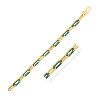 14k Yellow Gold Malachite Paperclip Gem Link Bracelet (7.00 mm) Bids.com