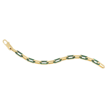 14k Yellow Gold Malachite Paperclip Gem Link Bracelet (7.00 mm) Bids.com