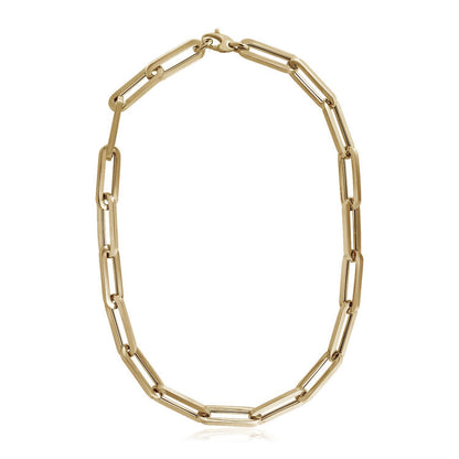 14k Yellow Gold Extra Wide Paperclip Chain Necklace Bids.com