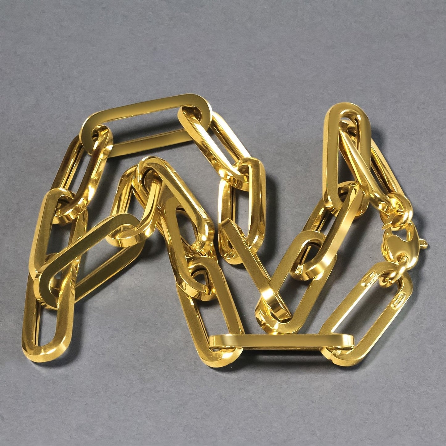 14k Yellow Gold Extra Wide Paperclip Chain Necklace Bids.com