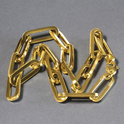 14k Yellow Gold Extra Wide Paperclip Chain Necklace Bids.com