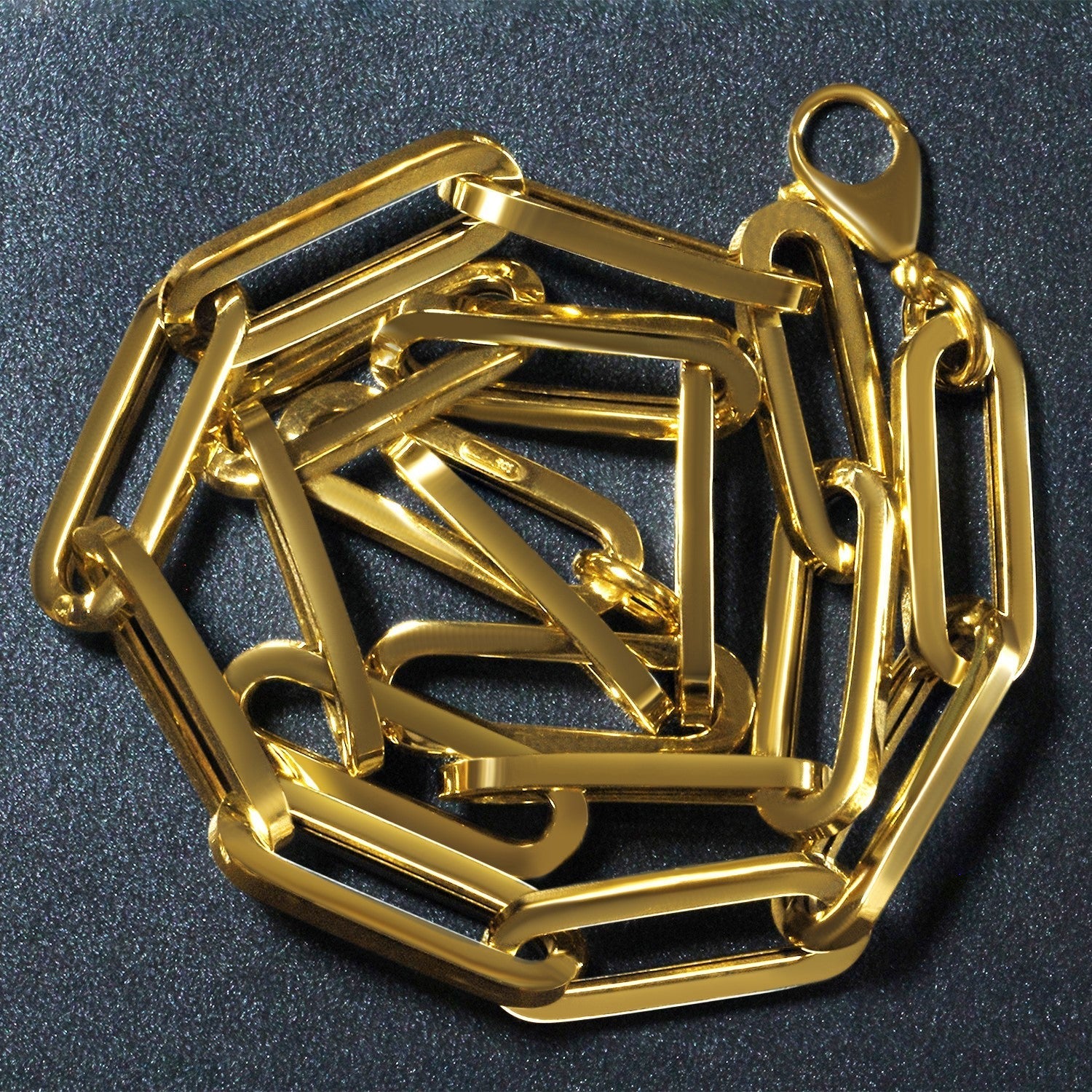 14k Yellow Gold Extra Wide Paperclip Chain Necklace Bids.com