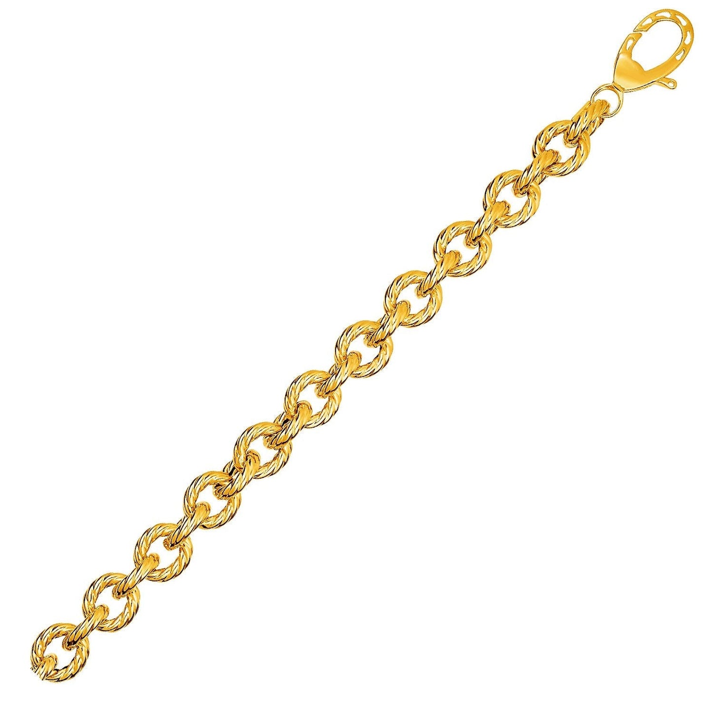 Textured Oval Link Bracelet in 14k Yellow Gold Bids.com