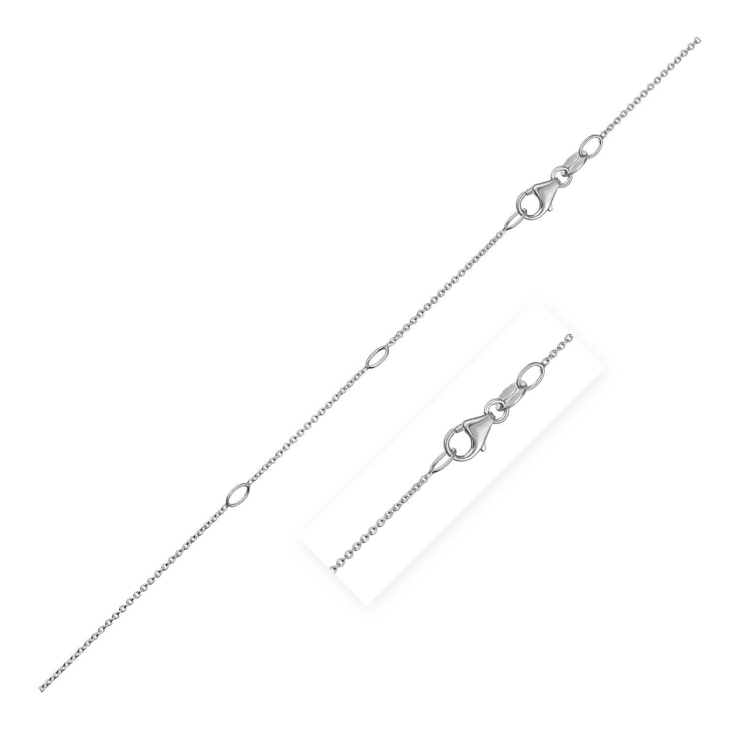 Double Extendable Cable Chain in 14k White Gold (0.85mm) Bids.com