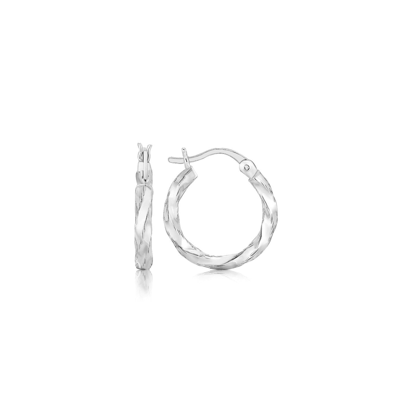 Sterling Silver Polished Twist Design Hoop Earrings Bids.com