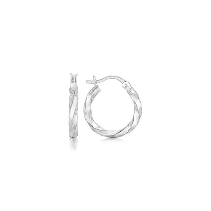 Sterling Silver Polished Twist Design Hoop Earrings Bids.com