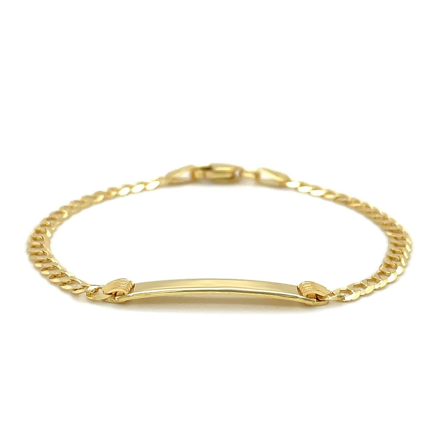 14k Yellow Gold Curb Link Style Children's ID Bracelet Bids.com