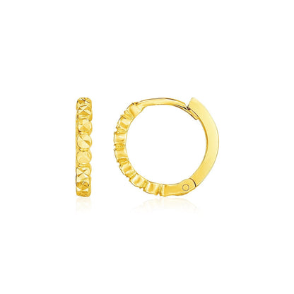 14k Yellow Gold Petite Textured Round Hoop Earrings Bids.com