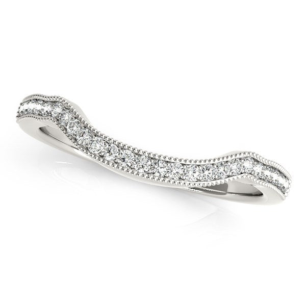 14k White Gold Curvy Style Pave Set Diamond Wedding Band (1/6 cttw) Bids.com