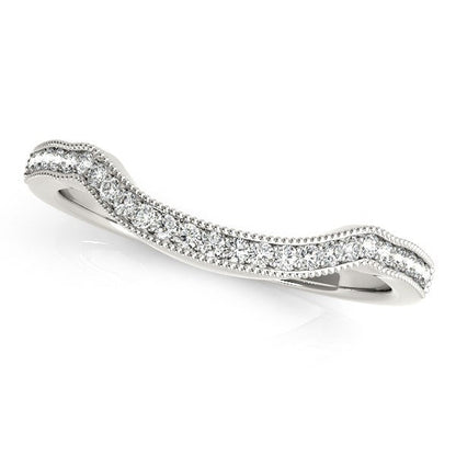 14k White Gold Curvy Style Pave Set Diamond Wedding Band (1/6 cttw) Bids.com