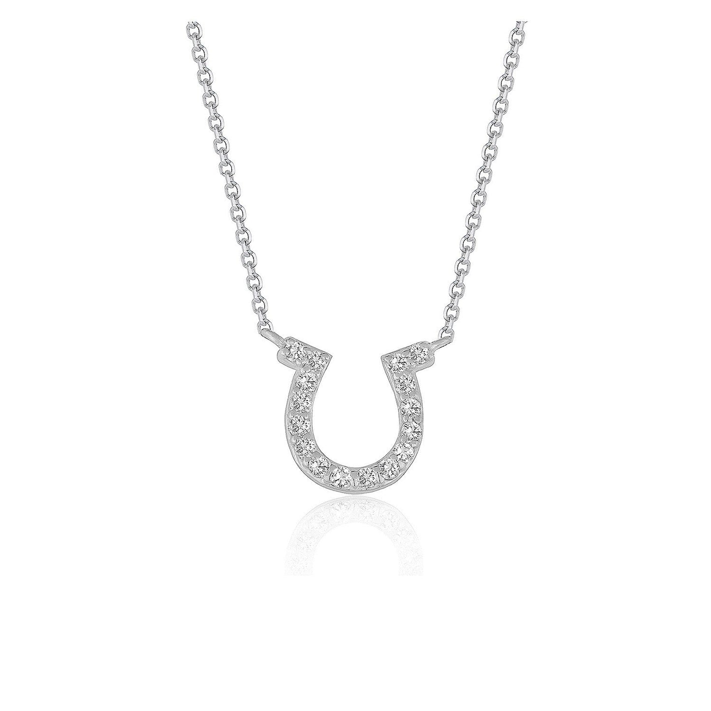 14k White Gold Horseshoe Design Diamond Pendant Bids.com