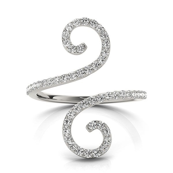 14k White Gold Diamond Open Flourish Style Ring (1/2 cttw) Bids.com