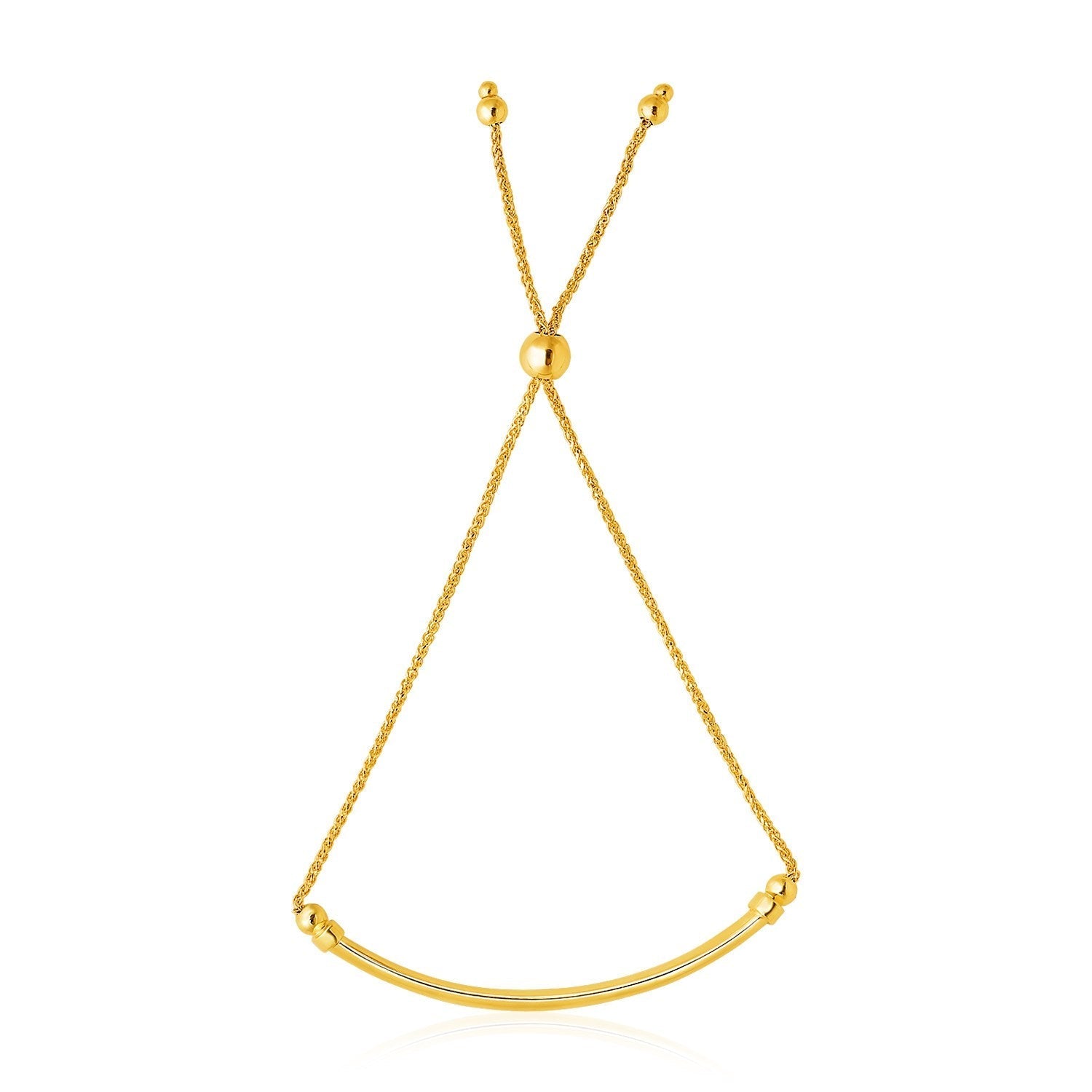 14k Yellow Gold Smooth Curved Bar and Lariat Style Bracelet Bids.com