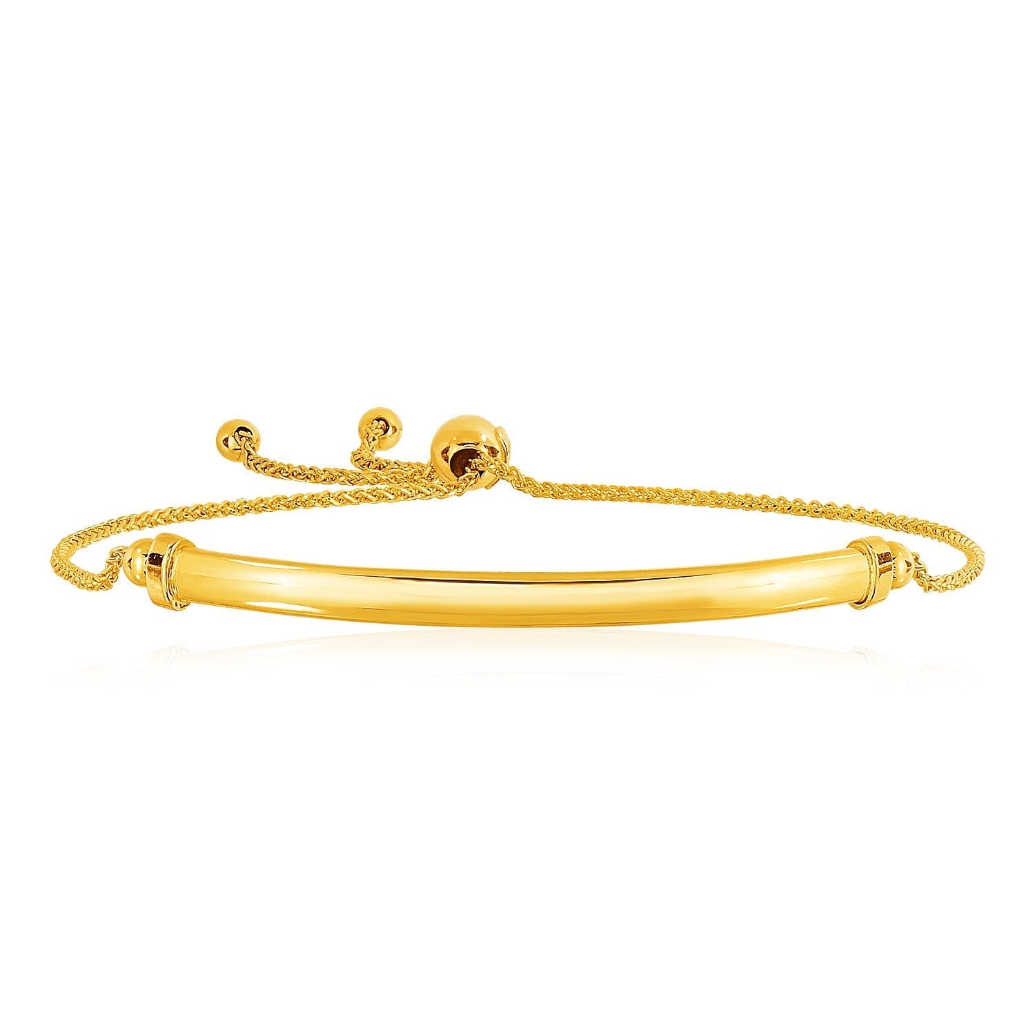 14k Yellow Gold Smooth Curved Bar and Lariat Style Bracelet Bids.com