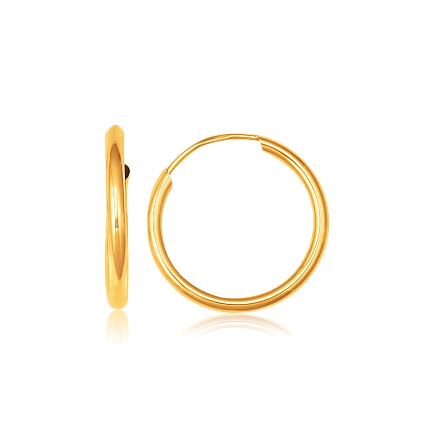 10k Yellow Gold Polished Endless Hoop Earrings (16mm Diameter) Bids.com