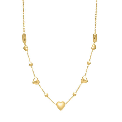 14k Yellow Gold Puff Heart Adjustable Necklace Bids.com