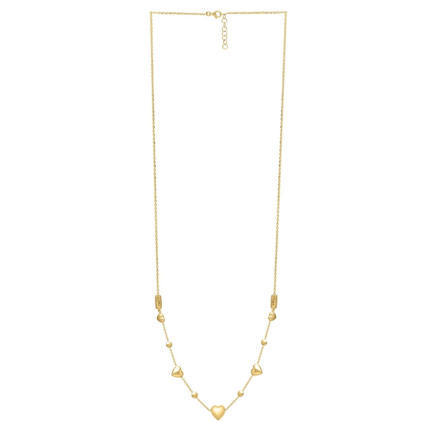 14k Yellow Gold Puff Heart Adjustable Necklace Bids.com