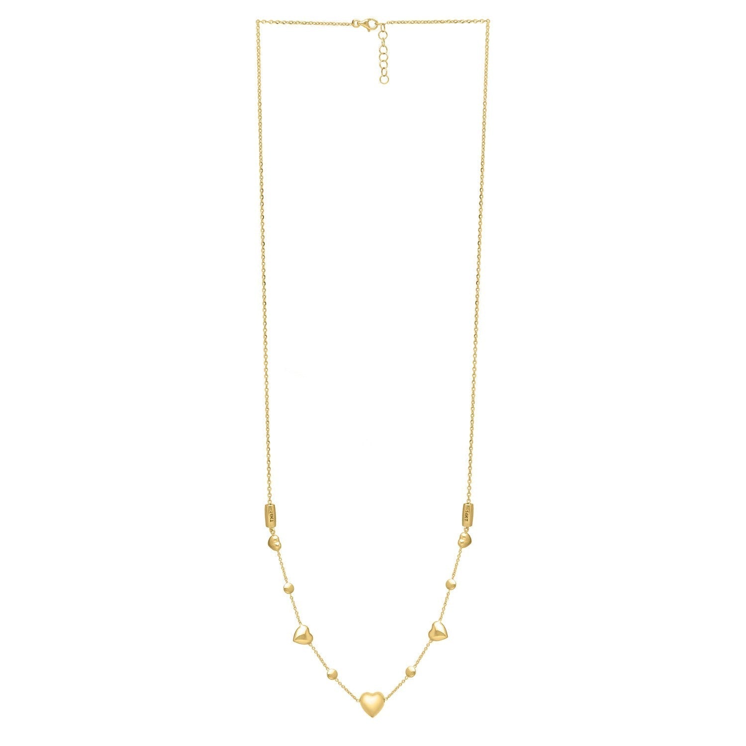 14k Yellow Gold Puff Heart Adjustable Necklace Bids.com