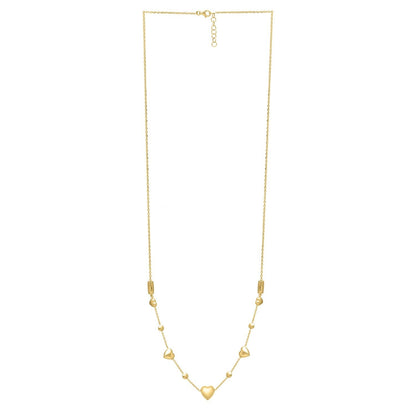 14k Yellow Gold Puff Heart Adjustable Necklace Bids.com