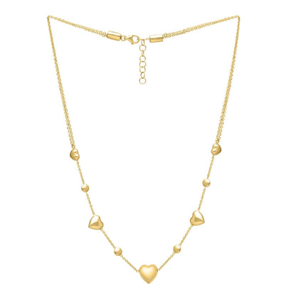 14k Yellow Gold Puff Heart Adjustable Necklace Bids.com