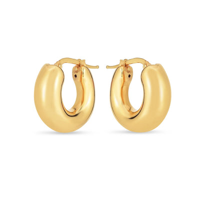 14k Yellow Gold Small Puffy Hoops Bids.com