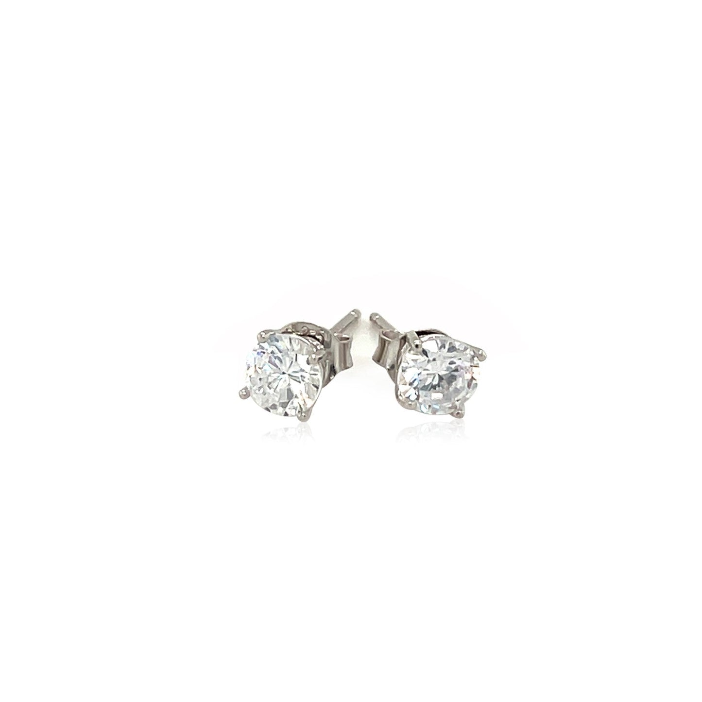 Sterling Silver Stud Earrings with White Hue Faceted Cubic Zirconia Bids.com