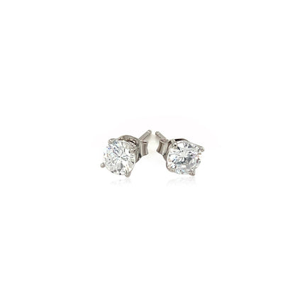 Sterling Silver Stud Earrings with White Hue Faceted Cubic Zirconia Bids.com