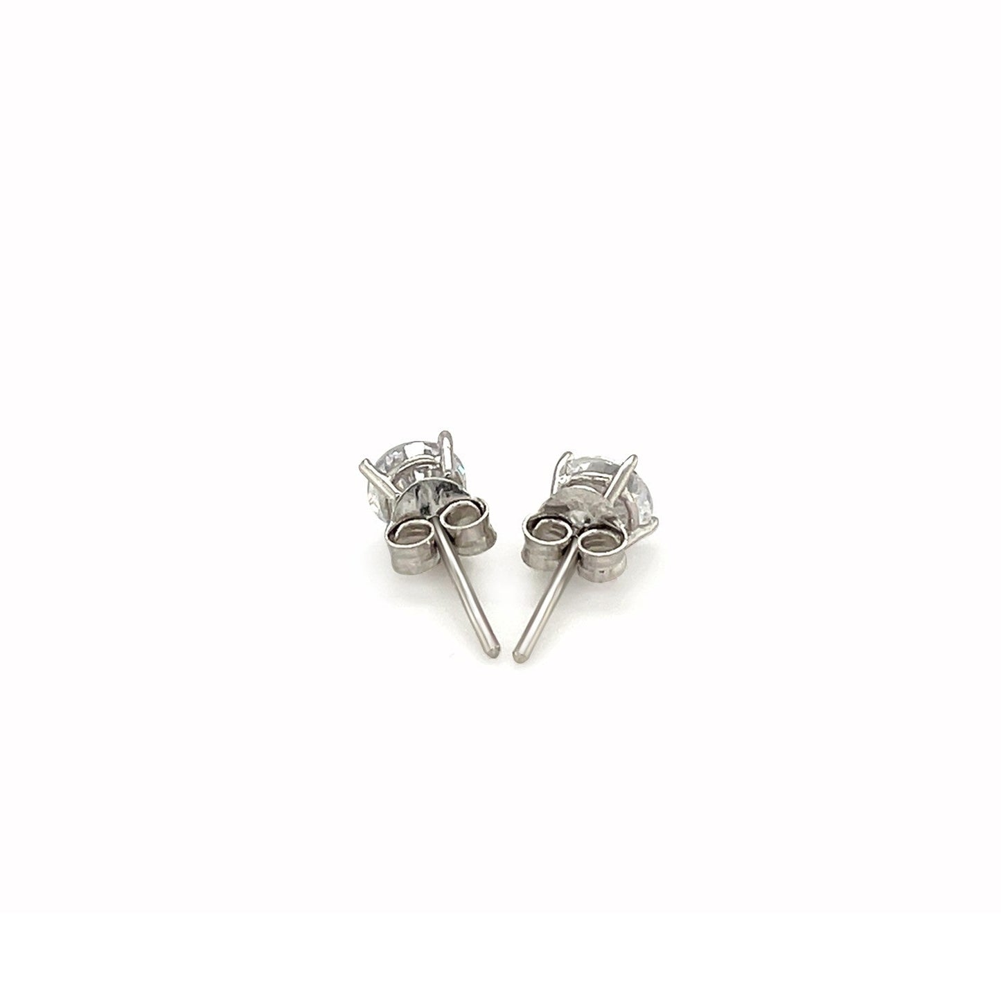 Sterling Silver Stud Earrings with White Hue Faceted Cubic Zirconia Bids.com