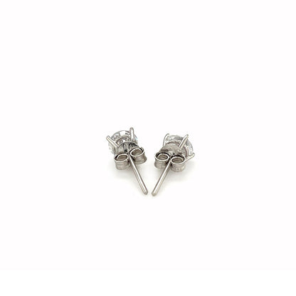 Sterling Silver Stud Earrings with White Hue Faceted Cubic Zirconia Bids.com