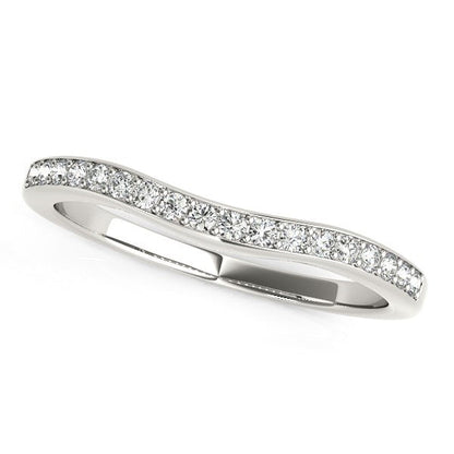 14k White Gold Curved Diamond Wedding Ring (1/4 cttw) Bids.com