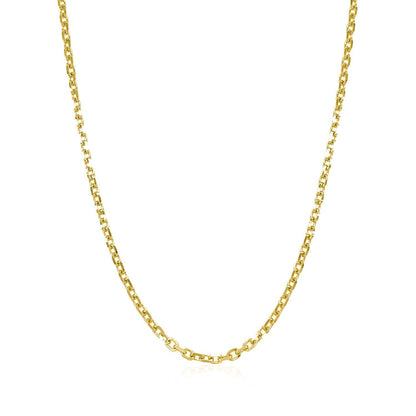 18k Yellow Gold Diamond Cut Cable Link Chain (1.90 mm) Bids.com