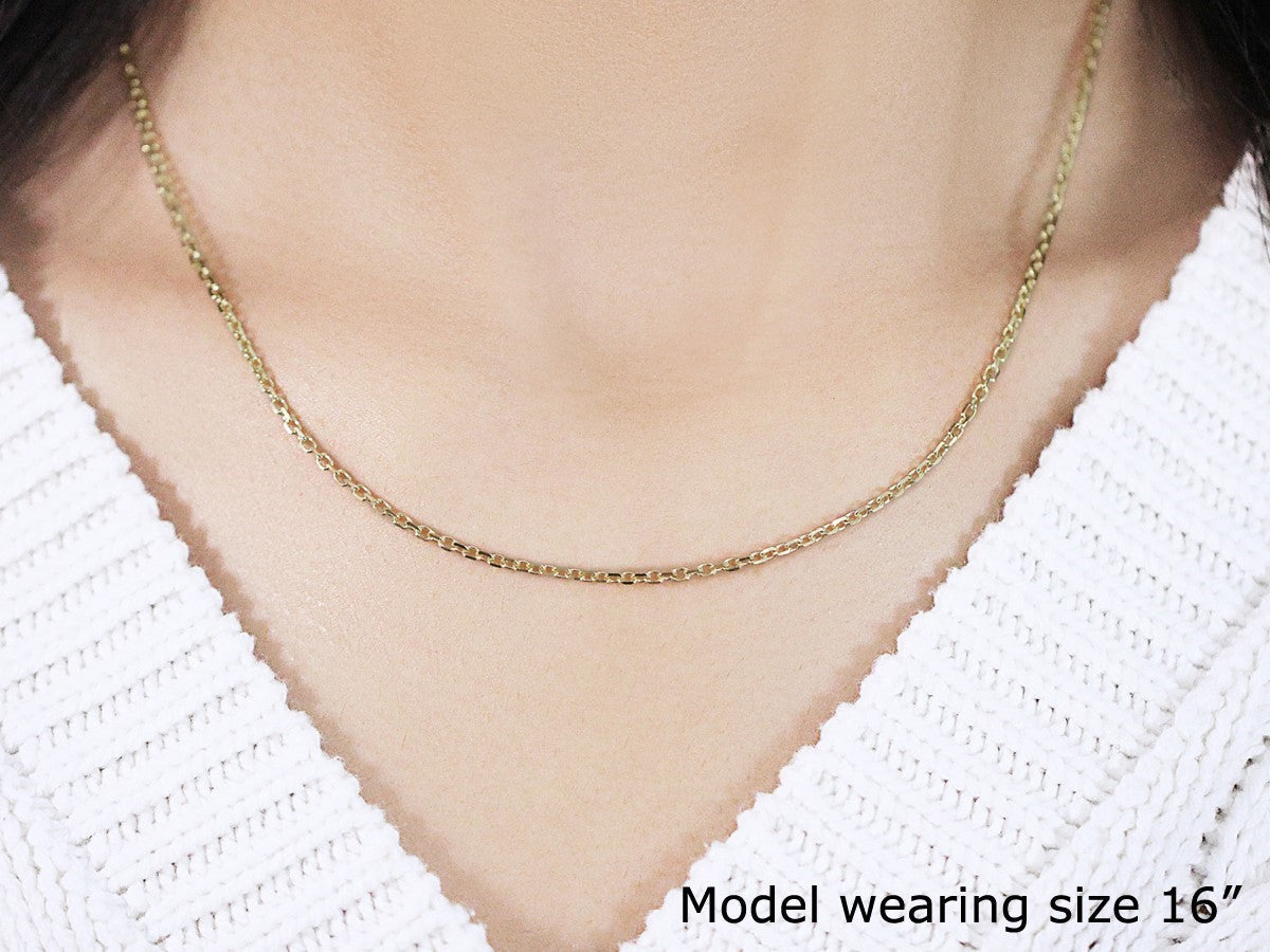 18k Yellow Gold Diamond Cut Cable Link Chain (1.90 mm) Bids.com