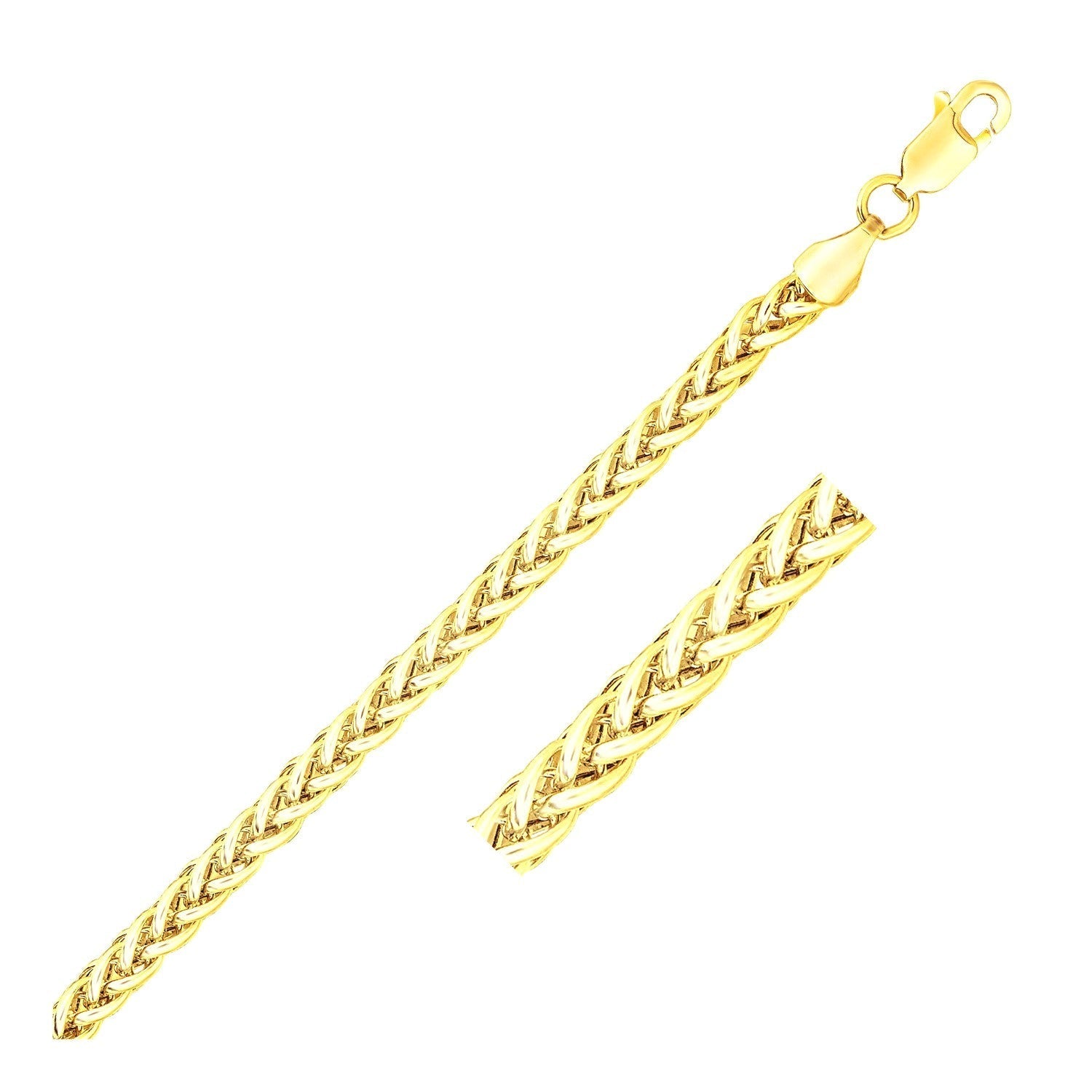 3.3mm 14k Yellow Gold Light Weight Wheat Bracelet Bids.com