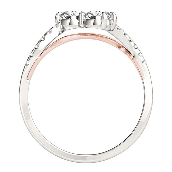 Two Stone Diamond Ring with Curved Band in 14k White And Rose Gold (5/8 cttw) Bids.com