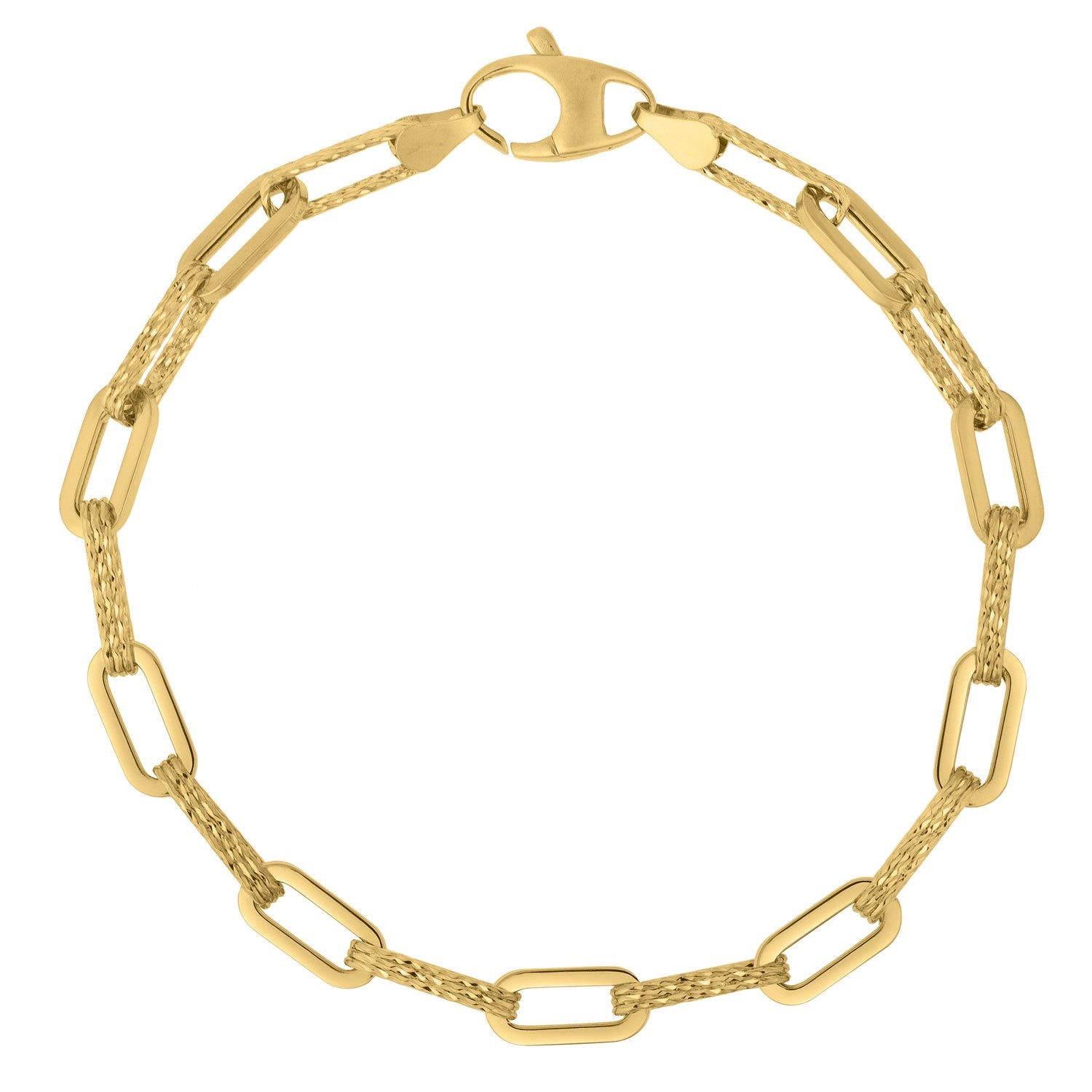 14k Yellow Gold Diamante Paperclip Chain Bracelet (4.00 mm) Bids.com