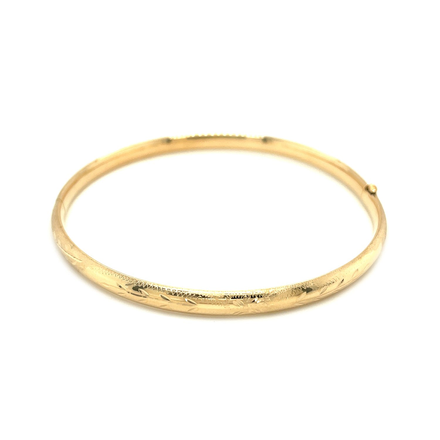 14k Yellow Gold Dome Florentine Design Bangle Bids.com