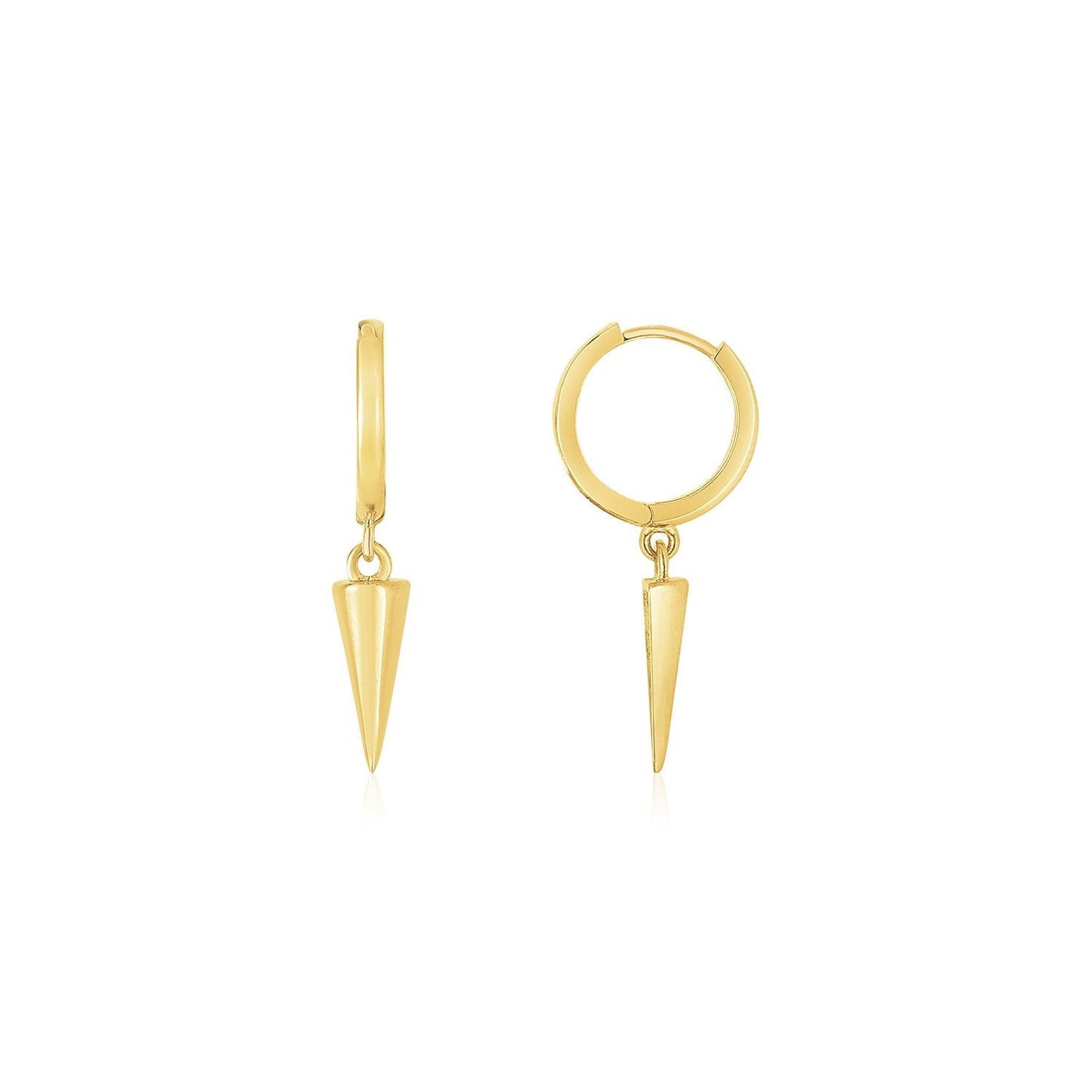 14K Yellow Gold Dangling Spike Drop Hoop Earrings Bids.com