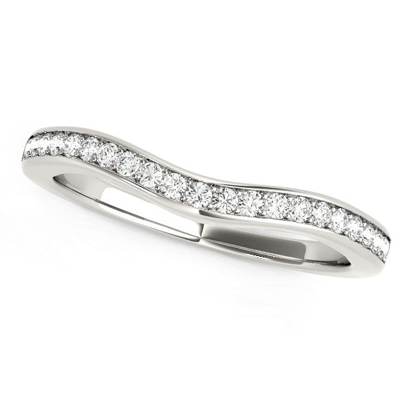14k White Gold Curved Diamond Wedding Band (1/6 cttw) Bids.com