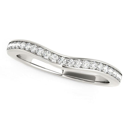 14k White Gold Curved Diamond Wedding Band (1/6 cttw) Bids.com