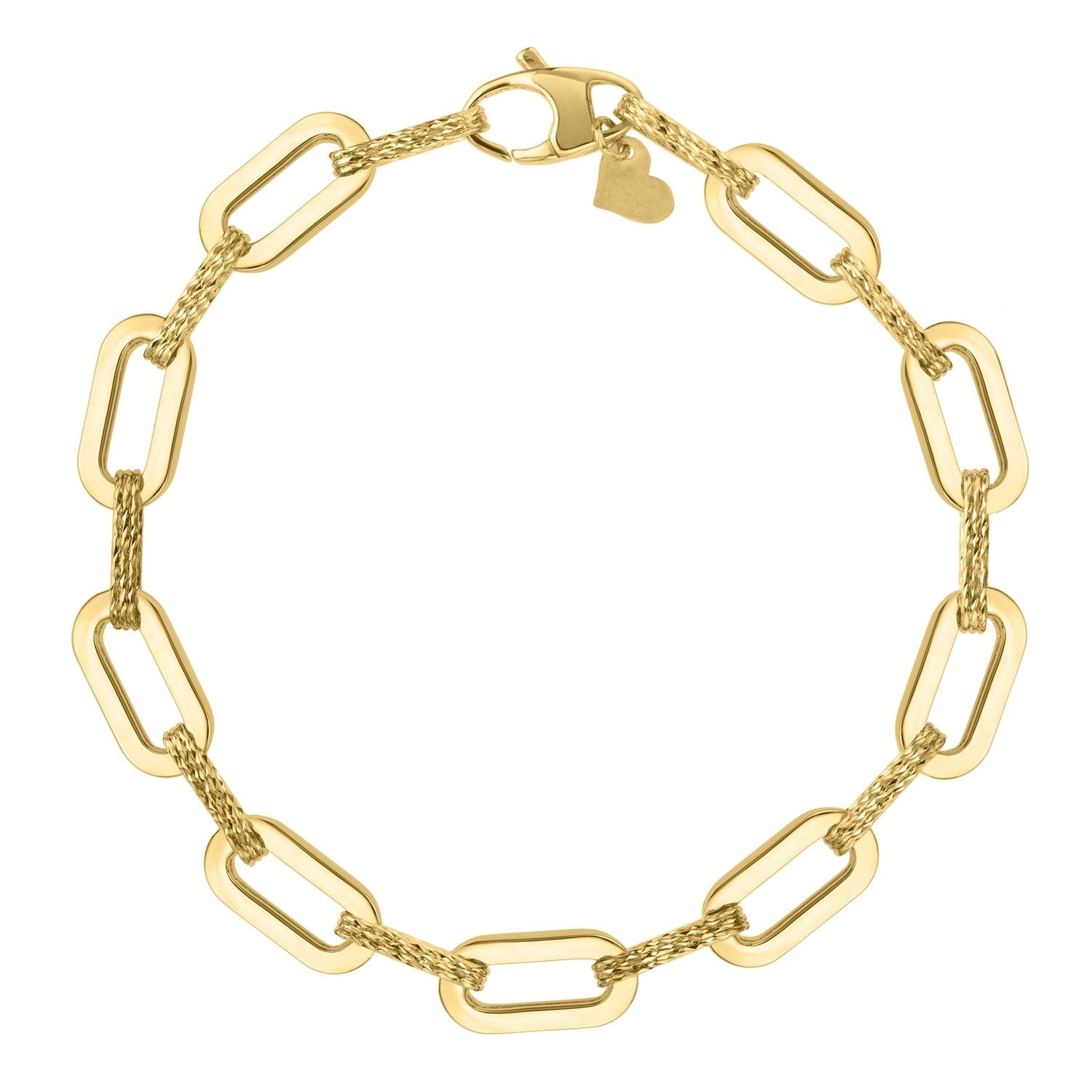 14k Yellow Gold Diamante Paperclip Chain Bracelet (7.00 mm) Bids.com
