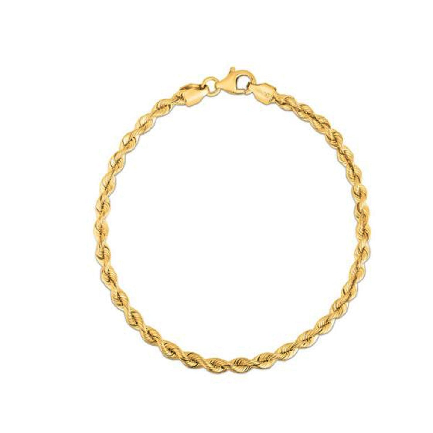 Silk Rope Chain Bracelet in 14k Yellow Gold  (3.00 mm) Bids.com