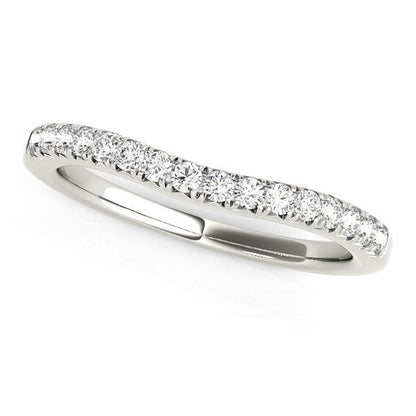 14k White Gold Pave Set Round Curved Wedding Band (1/4 cttw) Bids.com