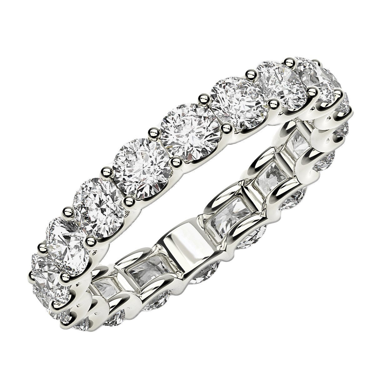 Round Cut Lab Grown Diamond Eternity Ring in 14k White Gold (2 cttw FG/VS2) Bids.com