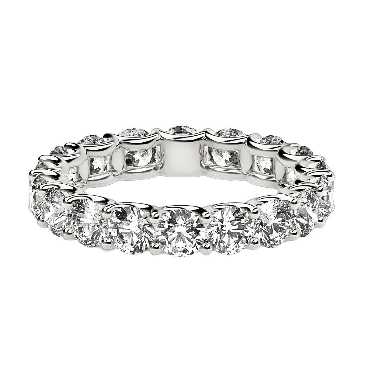 Round Cut Lab Grown Diamond Eternity Ring in 14k White Gold (2 cttw FG/VS2) Bids.com