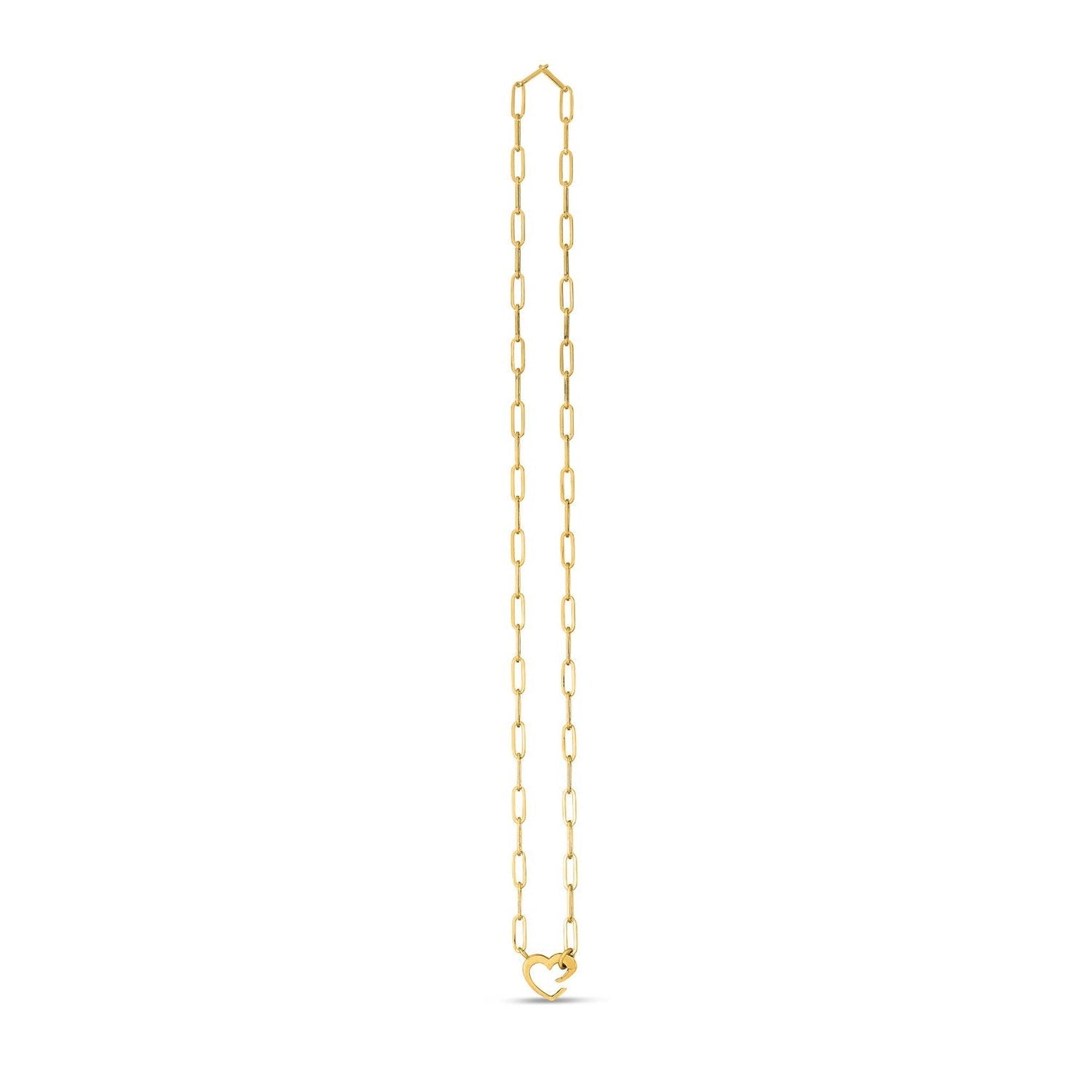 14k Yellow Gold Heart Element Paperclip Necklace Bids.com