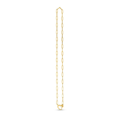 14k Yellow Gold Heart Element Paperclip Necklace Bids.com