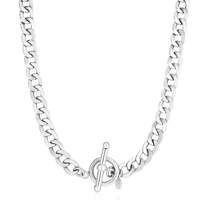 Sterling Silver Polished Wide Link Toggle Necklace Bids.com